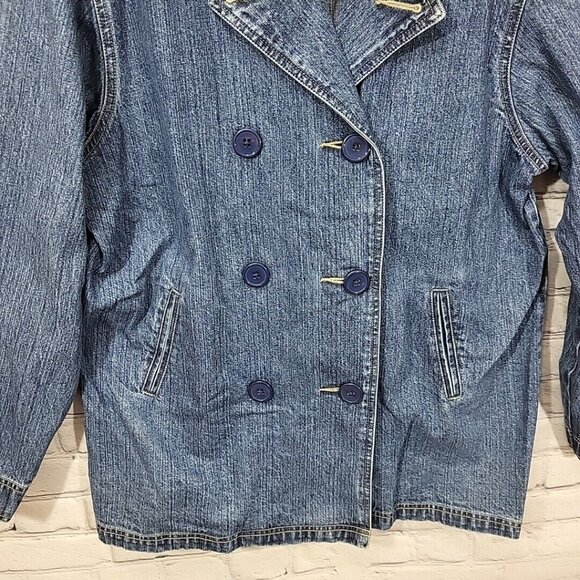 Crossroads Denim Jacket Womens L Large Vintage Button Up 100% Cotton Blue - Picture 3 of 10